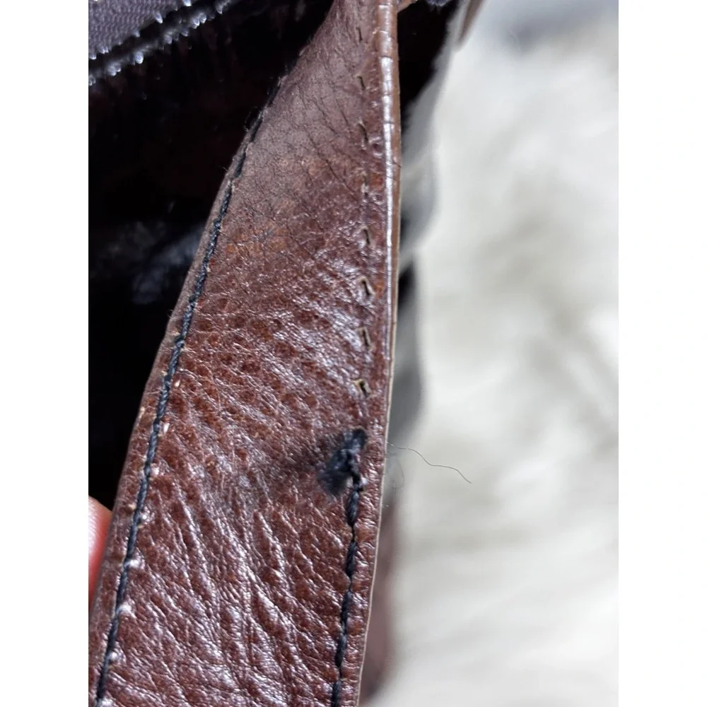 Kate Spade Patent Leather Satchel Black‎ Brown Trim Gold Tote Designer Chic Bag